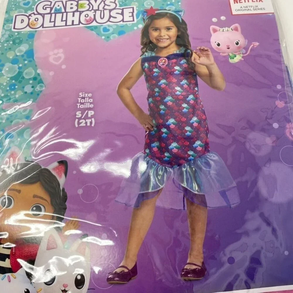 Disguise Mercat Costume Official Gabby's Dollhouse Classic Headpiece Costume Kid - Picture 4 of 12